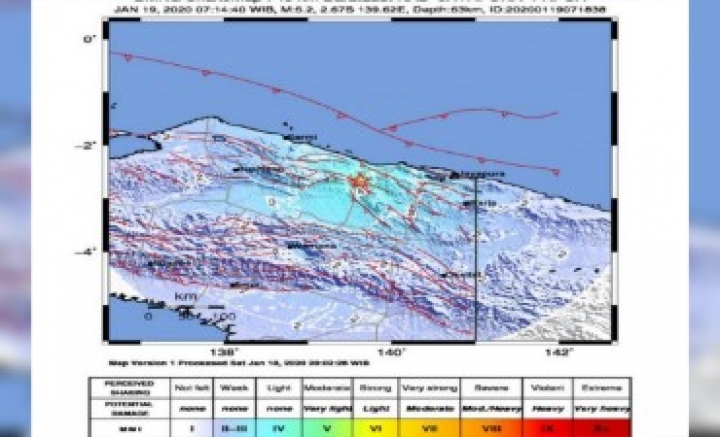 Kabupaten Jayapura Diguncang Gempa Bermagnitudo 6,2 dan 5,2