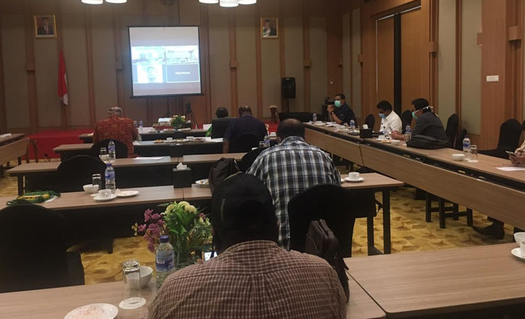 Suasana video conference yang dilakukan Pemkab Mimika bersama manajemen PT Freeport Indonesia. Foto: Ist/Vinnesa