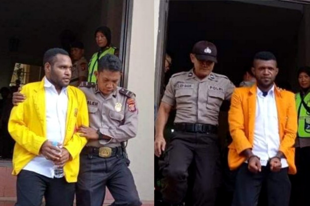 Dua dari tujuh Pemuda Papua yang mendapat tuntutan berat dari JPU. (Foto: Ist/KNPB Timika)