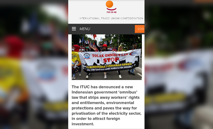 Laman resmi Internasional Trade Union Confederation (ITUC).