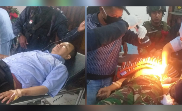 DIRAWAT | Korban penembakan sedang menjalani penanganan medis di RSUD Sugapa. (Foto: Pen Kogabwilhan III)