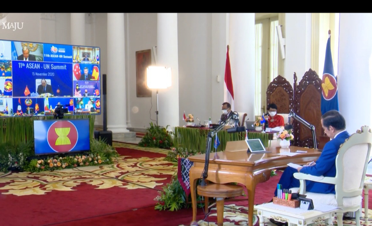 VIRTUAL | Presiden RI Joko Widodo hadiri KTT ke-11 ASEAN-PBB secara virtual di Istana Bogor (Foto: BPMI)