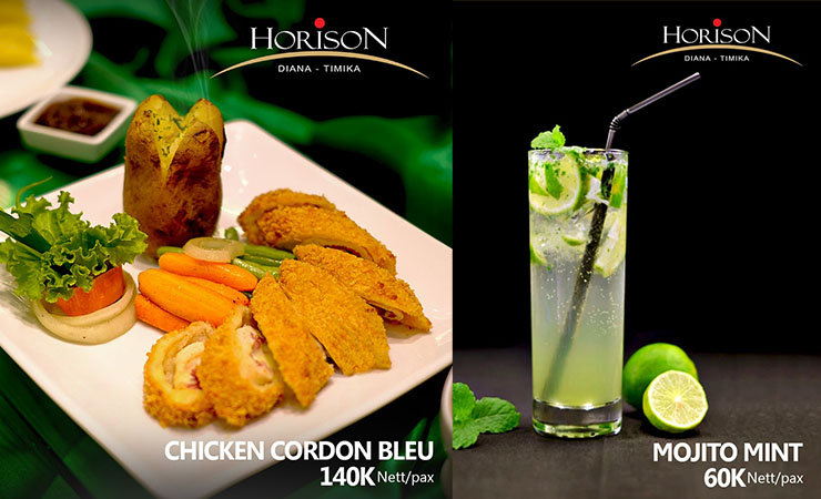 Menu makanan dan minuman yang ditawarkan Hotel Horison Diana Timika. (Foto: Ist)