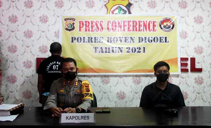 RILIS | Polres Boven Digoel merilis kasus dugaan tindak pidana korupsi pada Dinas Pendidikan Boven Digoel. (Foto: Humas Polda Papua)