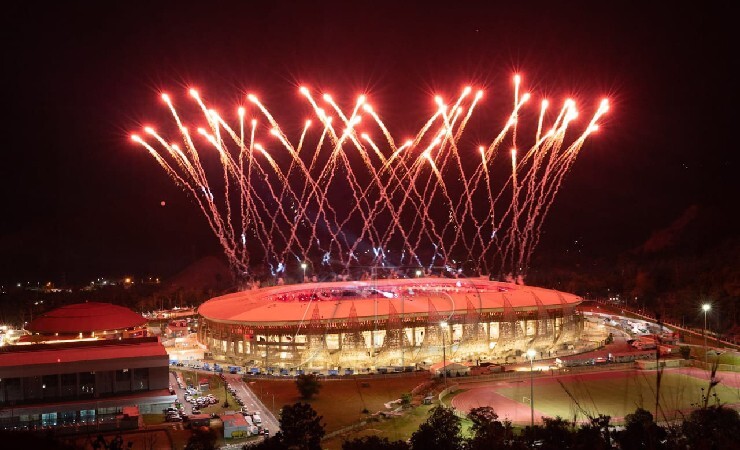 Kembang api penutupan PON Papua XX 2021, di Stadion Utama Lucas Enembe, Kabupaten Jayapura, Papua, Jumat (15/10/2021). ( Foto: PB.PON XX Papua/Hariandi Hafid)