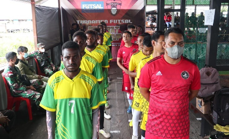 Para pemain futsal yang akan mengikuti Turnamen Futsal Sahabat Hairullah Cup 2021 di Asmat