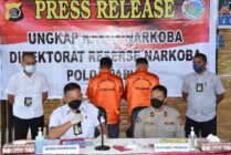 RILIS | Ditresnarkoba Polda Papua merilis pengungkapan kasus narkotika selama bulan Januari-Maret 2022, Rabu (23/3/2022). (Foto: Humas Polda Papua)
