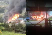 DIBAKAR | Sejumlah rumah warga di Kabupaten Puncak, Papua, dibakar oleh KKB. (Foto: Ist)