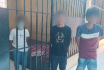 DIAMANKAN | Tiga orang yang bertransaksi sabu ditahan di rutan Polres Asmat. (Foto: Humas Polres Asmat)