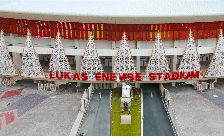Tangkapan gambar simulasi pembangunan patung di depan stadion Lukas Enembe di Jayapura, (Foto: Vidi/Seputarpapua)