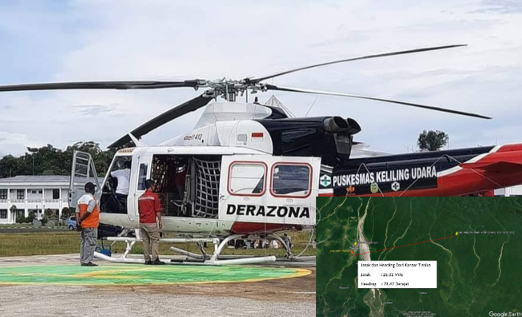 ILUSTRASI | Helikopter Puskesmas Keliling Udara (Insert: Titik Jatuh)