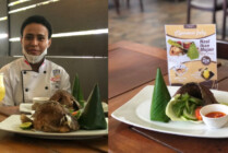 Chef Ade Novita menyajikan menu Experience July di Hotel Horison Ultima Timika. (Foto: Anya Fatma/Seputarpapua)