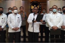 Menko Polhukam Mahfud MD saat menggelar konferensi pers di Jakarta, Senin (19/9/2022).