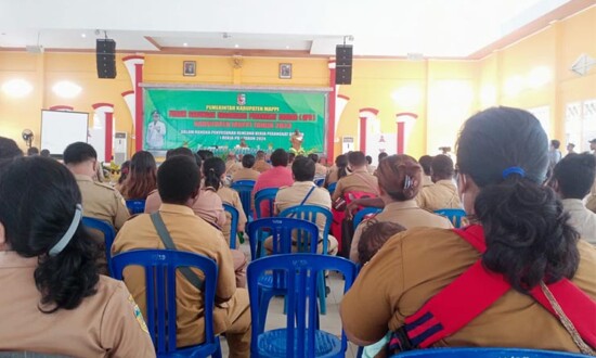 Suasana pembukaan Forum Gabungan OPD lingkup Mappi, di GOR Keppi, Selasa (28/3/2023) (Foto: Dok Pemkab Mappi)