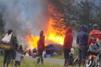 Lokasi kebakaran di Beoga, Kabupaten Puncak, Papua Tengah, Jumat (28/4/2023). (Foto: Ist)