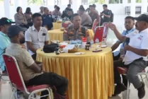 Kapolres Nabire AKBP I Ketut Suarnaya, S.I.K,.SH menggelar Caffee Morning bersama sejumlah wartawan di Aula Wicaksana Laghawa Polres Nabire (Foto: Ist/seputarpapua.com)