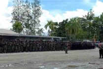 Apel gelar pasukan dalam rangka pengamanan kunjungan kerja (Kunker) Wakil Presiden (Wapres) Ma'ruf Amin di kabupaten Mimika, Papua Tengah. (Foto: Arifin Lolilang/Seputapapua)