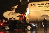 Pesawat TNI AU yang membawa rombongan Wakil Presiden RI Ma'ruf Amin tiba di Bandara Mozes Kilangin, Timika, Kabupaten Mimika, Papua Tengah, Selasa (11/7/2023). (Foto: Ist)