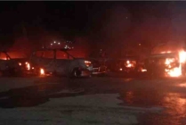 Api menghanguskan 12 unit mobil di halaman Kantor DPRP Papua (Foto: Humas Damkar Kota Jayapura)