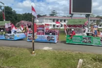 Tiga mob hias YPMAK yang mengikuti lomba mobil hias dalam rangka memperingati HUT ke 78 RI di Mimika. (Foto: Humas YPMAK)