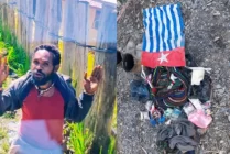 Pria yang mengaku bernama Matianus Marsani dan merupakan bagian dari kelompok separatis Papua wilayah Homeyo ditangkap pasukan TNI di Intan Jaya (Kiri) dan Sejumlah barang bukti diamankan pasukan TNI dari penangkapan seorang pria yang diduga anggota kelompok separatis Papua(kanan). (Foto: Penkogabwilhan III)
