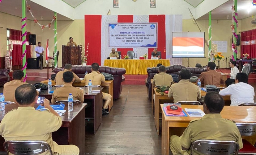 Pelaksanaan Bimtek Transformasi Peran dan Tupoksi Pengawas Sekolah, di Distrik Agats, Kabupaten Asmat, Papua Selatan, Senin (27/11/2023)