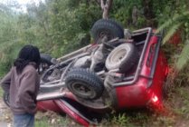 Sebuah mobil terguling dan menyebabkan dua penumpangnya tewas, di Distrik Piramid, Kabupaten Jayawijaya, Papua Pegunungan, Rabu (24/1/2024)