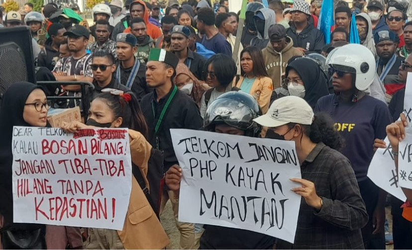 Aksi Unjuk Rasa Jilid Ii Gangguan Internet di Merauke. (Foto: Hendrik/seputarpapua)