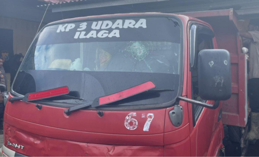 Tampak truk yang digunakan anggota polisi saat perapasan senjata api. (Foto: Humas Polda Papua)