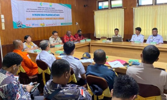 Balai Kekarantinaan Kesehatan Kelas II Merauke Melakukan Sosialisasi Tugas dan Fungsi di Wilayah Kerja Pelabuhan Laut Agats. (Foto: Elgo Wohel/Seputarpapua)