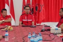 DPD PDI Perjuangan Papua melakukan jumpa pers, Jayapura, Papua, Sabtu (20/4/2024)