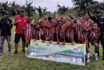 Tim sepakbola Mimika U12 keluar sebagai juara pertama dalam multi iven cabor sepakbola tingkat Provinsi Papua Tengah. (Foto: Dok Ofisial Mimika U12)