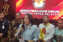 Konfrensi pers yag digelar Komisioner KPU Papua Selatan. (Foto: Yerri)