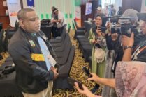 Wakil Ketua KONI Papua Tengah, Cessar Avianto Tunya saat diwawancarai di Media Center PON XXI Aceh-Sumut di Kota Banda Aceh, Provinsi Aceh. (Foto: Saldi/Seputarpapua)