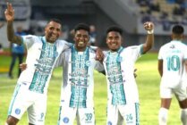 Euforia pemain PSBS Biak usai menciptakan gol ke gawang PSS Sleman. (Foto: Dok PSBS)