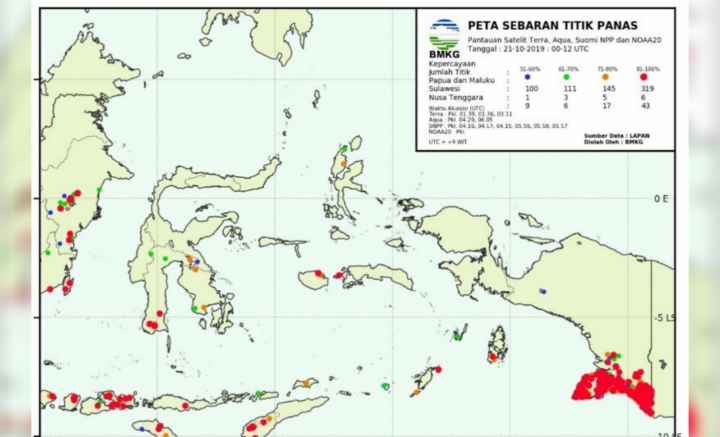 BMKG: 314 Titik Panas Terpantau di Bagian Selatan Papua