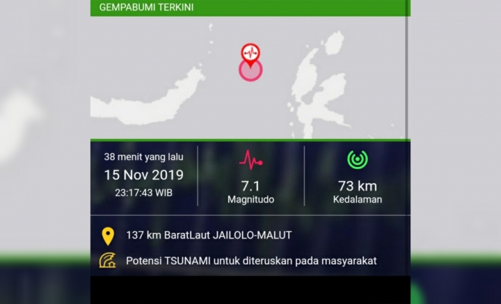 Gempa M 7,1 Guncang Maluku Utara dan Sulut, Berpotensi Tsunami