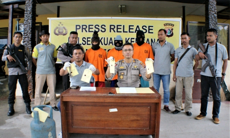 Polsek Kuala Kencana Tangkap Tiga Pelaku Pencuri Pipa Tambang